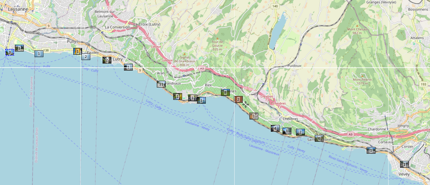 Location of photos on our route