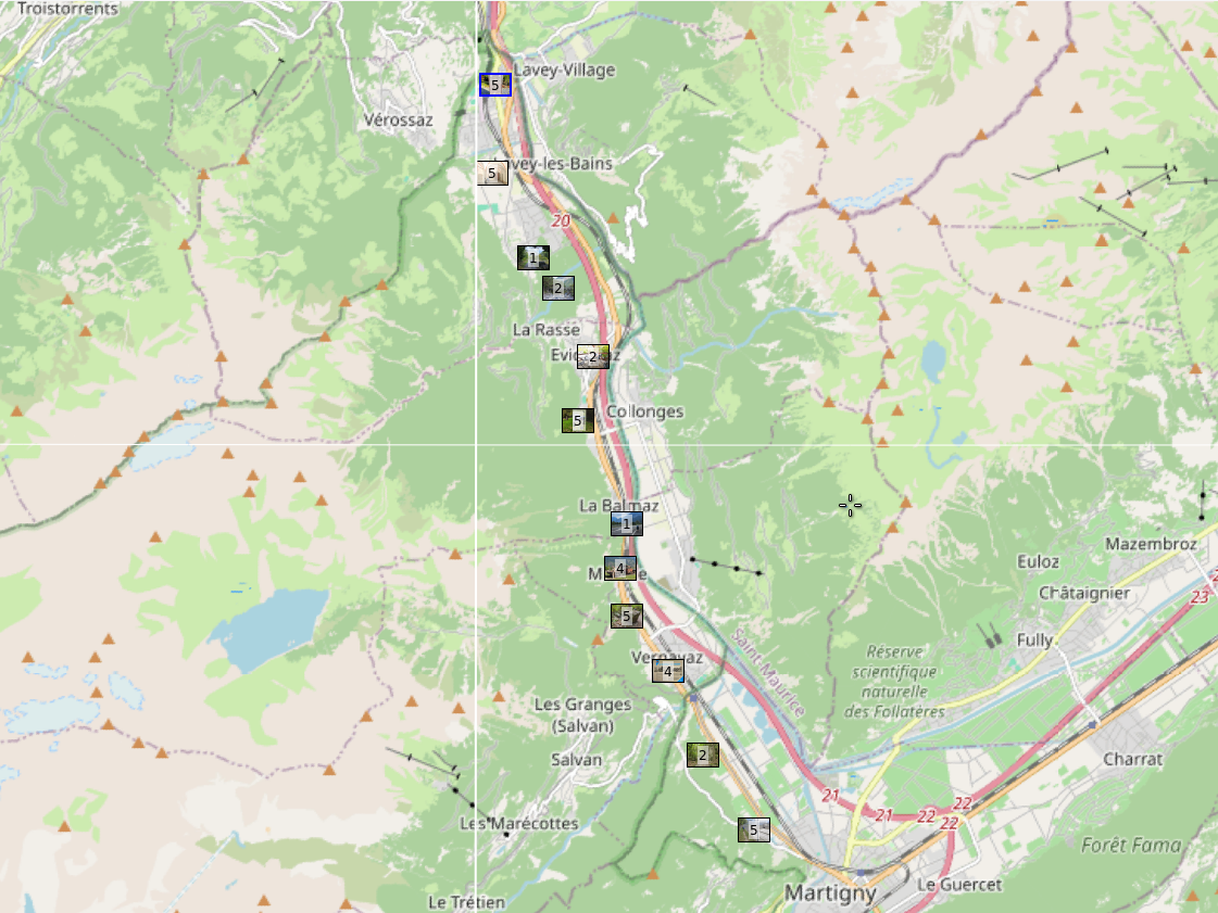 Location of photos on our route