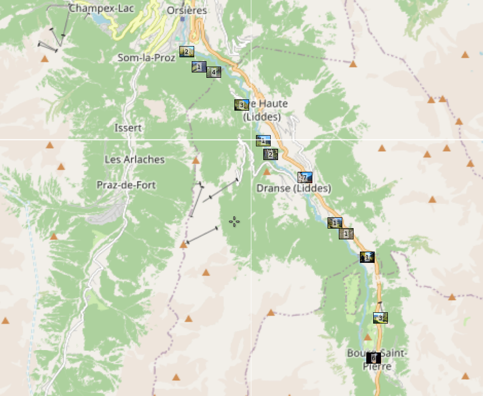 Location of photos on our route