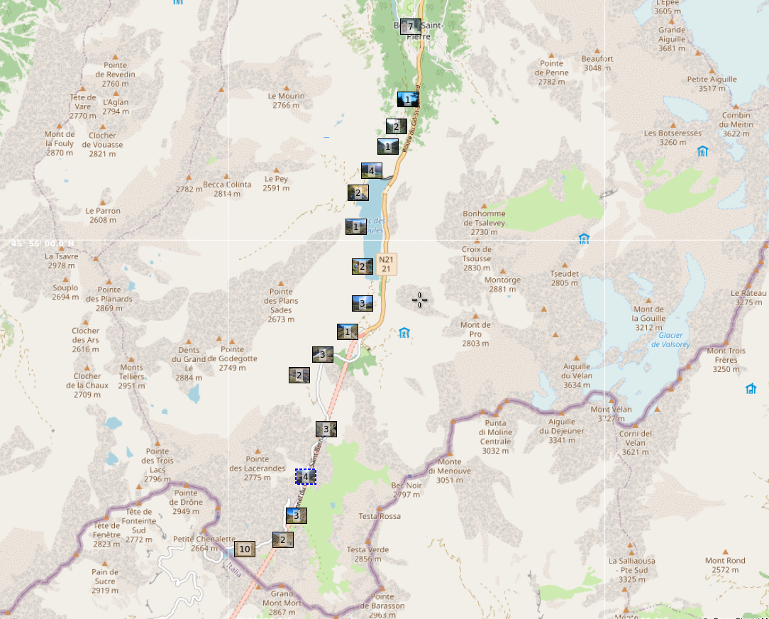 Location of photos on our route