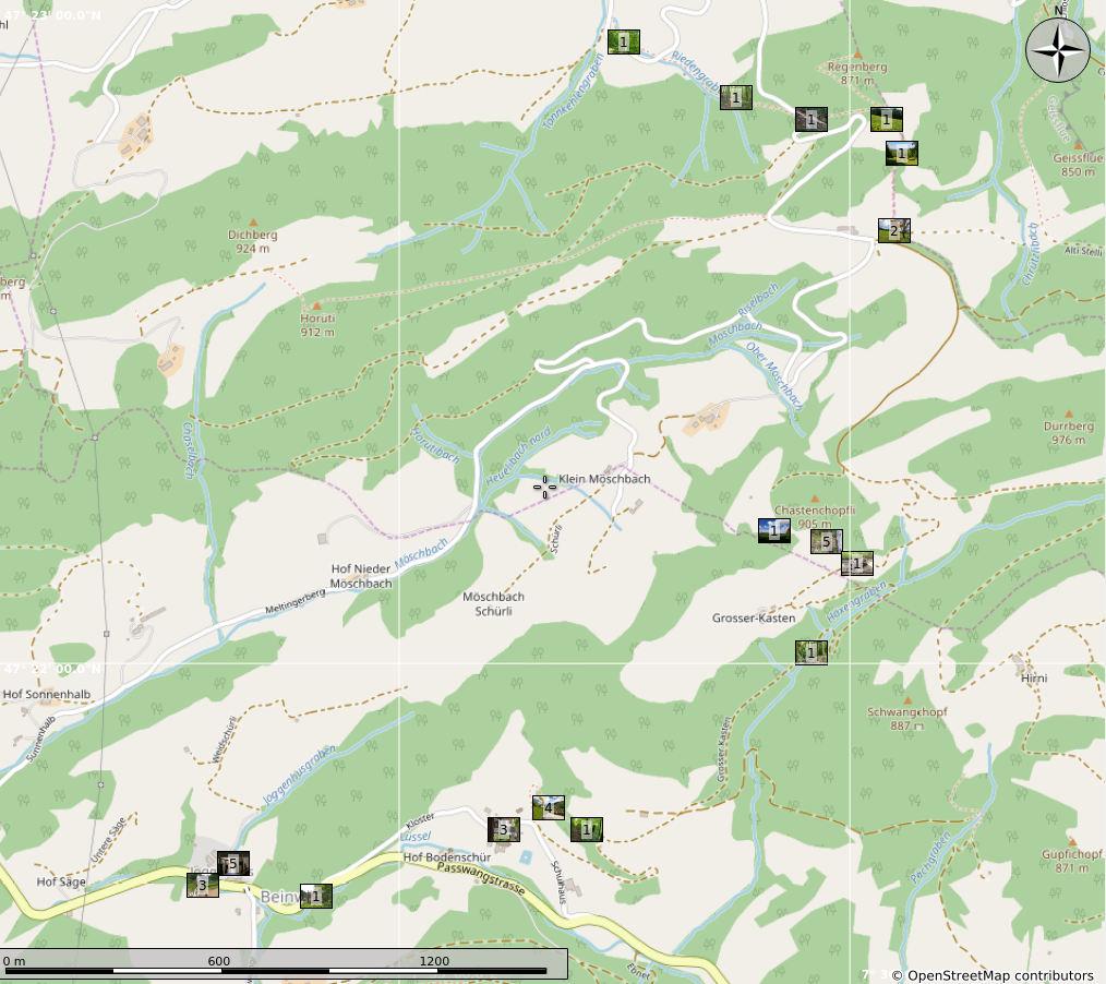Map showing location of above photos