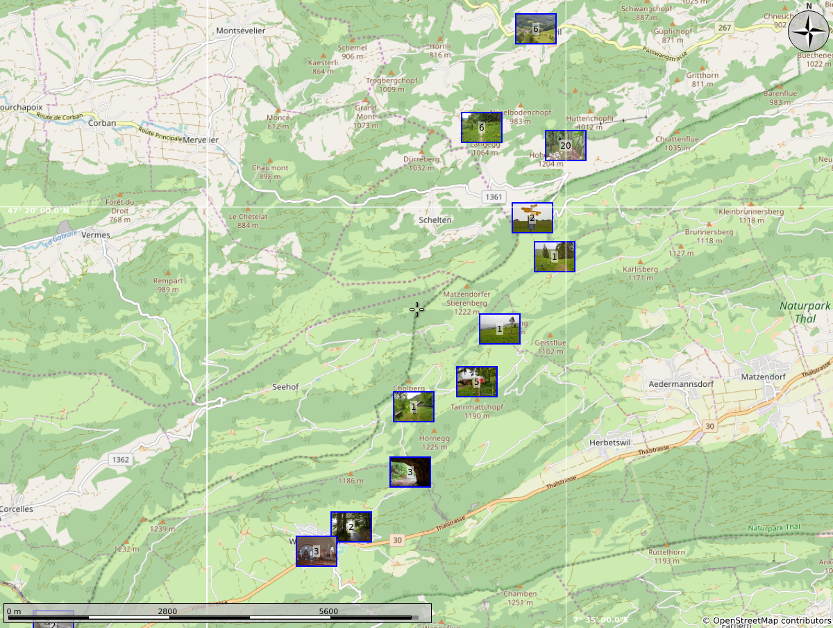 Map showing location of above photos